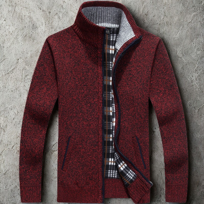 Gilet Cardigan Homme Décontracté En Tricot Texturé Avec Zip Devant Col Debout Bords Côtes Amawinc