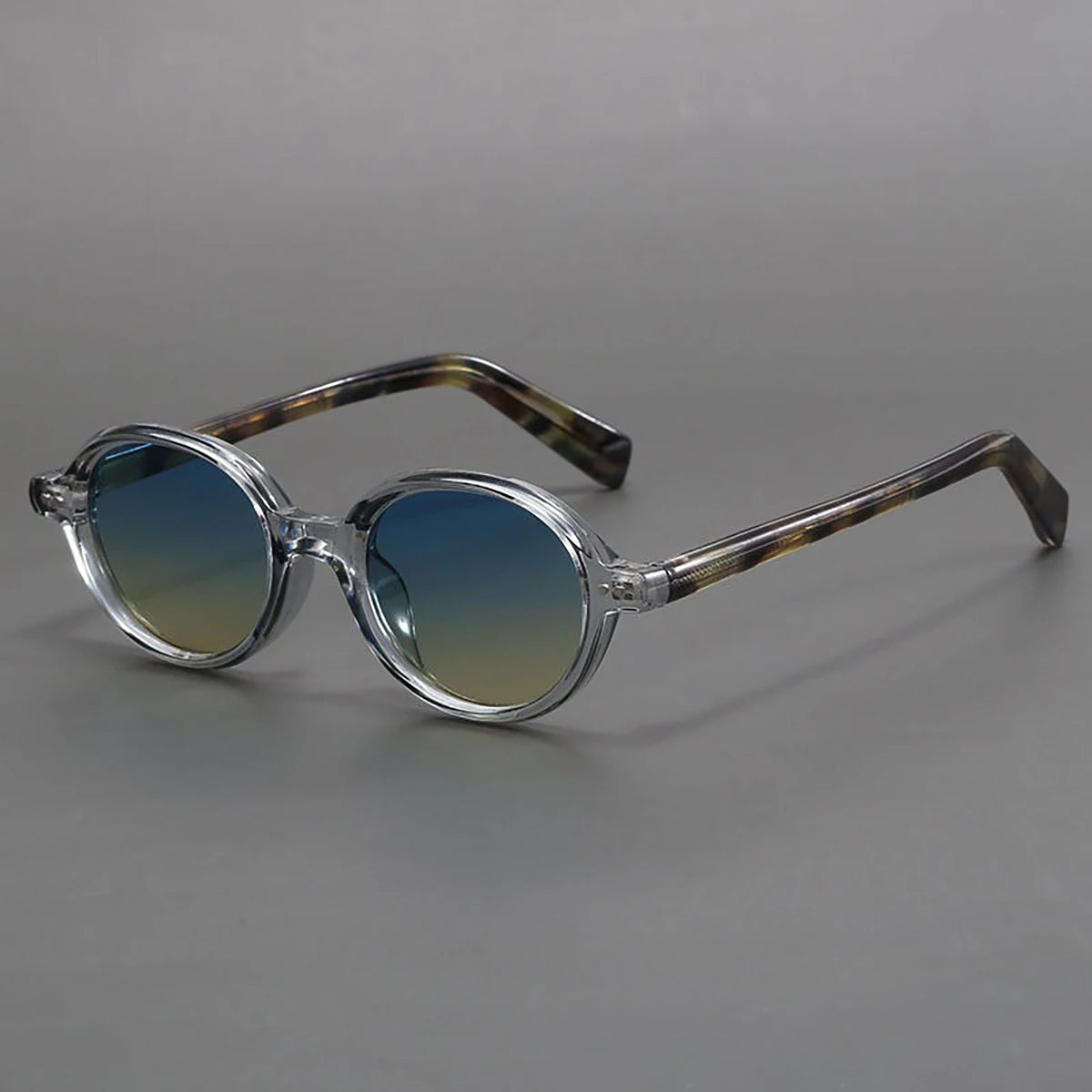 Marlo Lunettes De Soleil Ronde Rétro En Acétate Ambre Avec Verres Dégradés UV Protecteurs