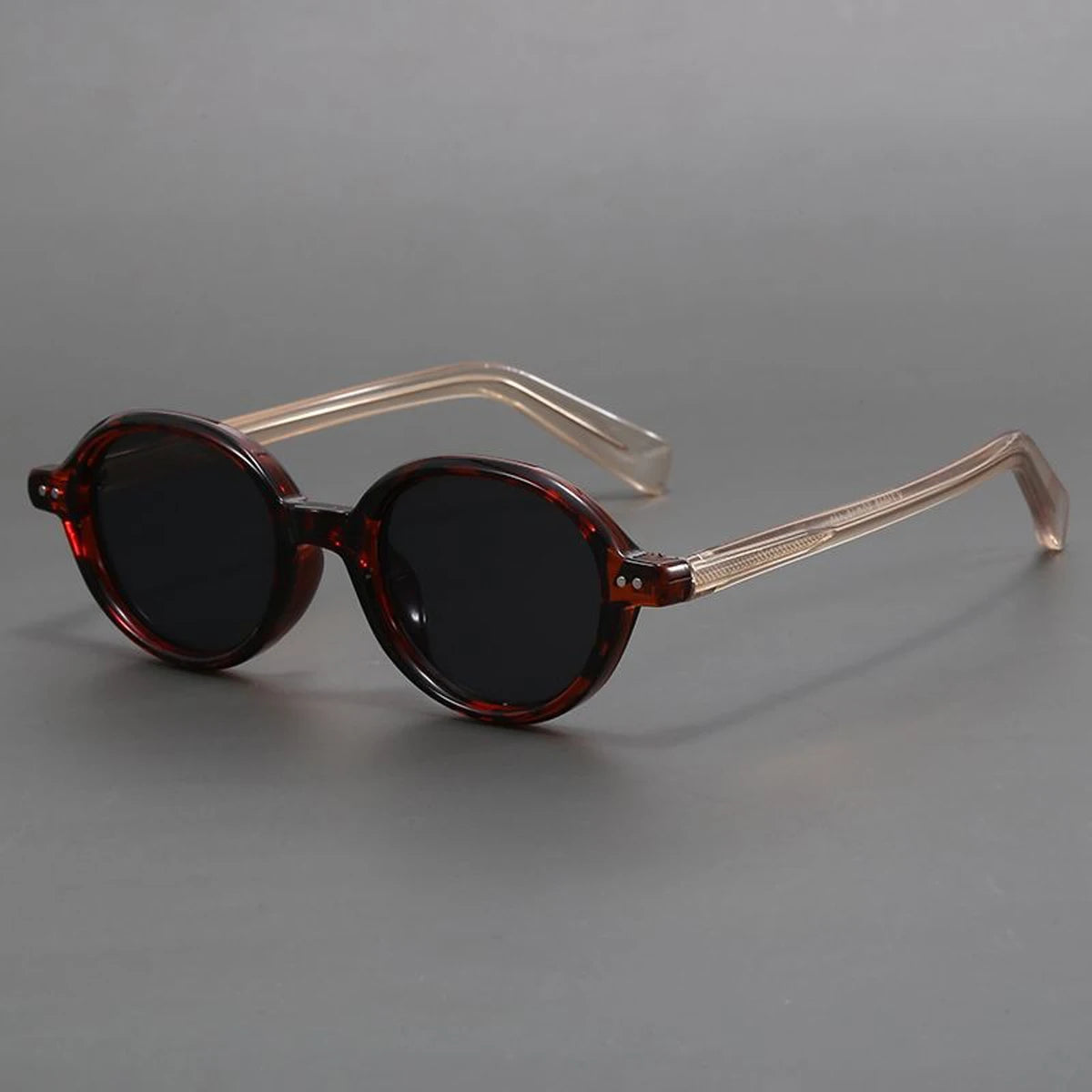 Marlo Lunettes De Soleil Ronde Rétro En Acétate Ambre Avec Verres Dégradés UV Protecteurs
