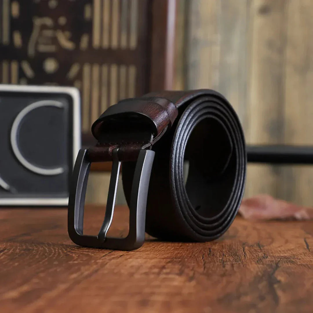 Ceinture En Cuir Véritable Martin Classic Boucle Ardillon Alliage Pour Tenue Habillée Ou Décontractée