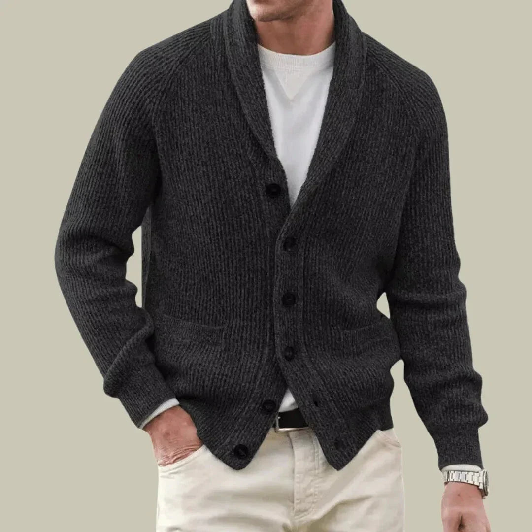 Cardigan Mélange Cachemire Et Laine Col Châle Maille Côtelée Confort Intemporel Pour Vêtements Décontractés Chic