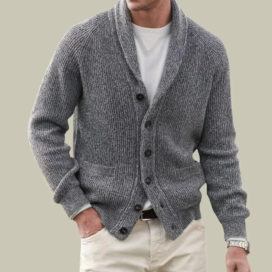 Cardigan Mélange Cachemire Et Laine Col Châle Maille Côtelée Confort Intemporel Pour Vêtements Décontractés Chic