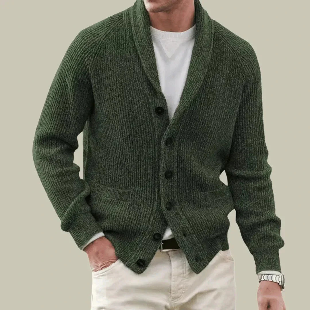 Cardigan Mélange Cachemire Et Laine Col Châle Maille Côtelée Confort Intemporel Pour Vêtements Décontractés Chic
