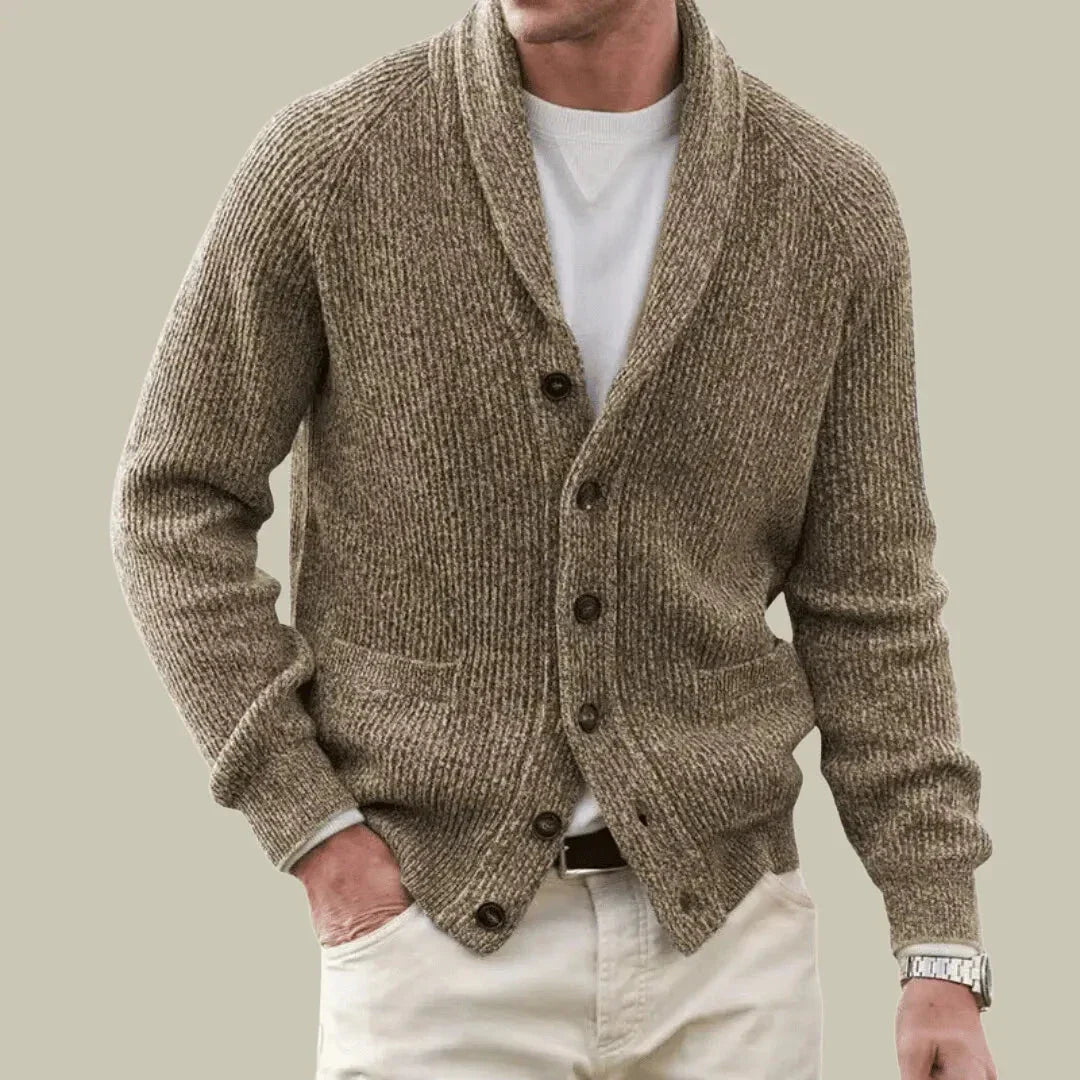 Cardigan Mélange Cachemire Et Laine Col Châle Maille Côtelée Confort Intemporel Pour Vêtements Décontractés Chic