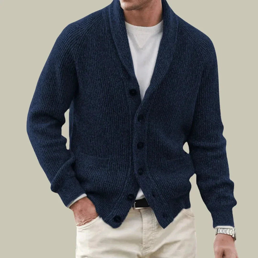 Cardigan Mélange Cachemire Et Laine Col Châle Maille Côtelée Confort Intemporel Pour Vêtements Décontractés Chic
