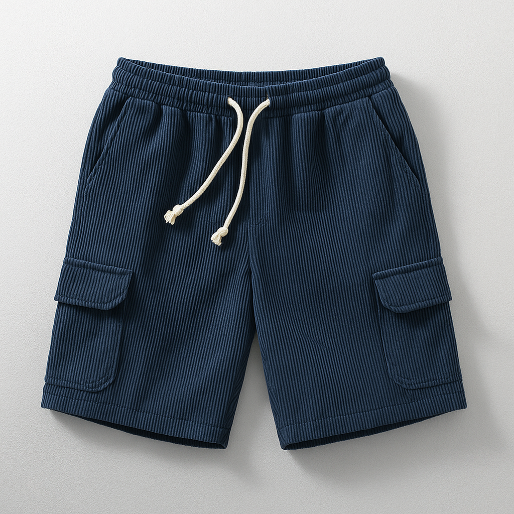 Shorts Velours Côtelé Maverick Avec Taille Élastique Et Cordon Poches Cargo Décontracté Et Stylé