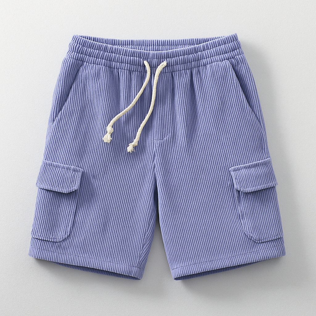 Shorts Velours Côtelé Maverick Avec Taille Élastique Et Cordon Poches Cargo Décontracté Et Stylé
