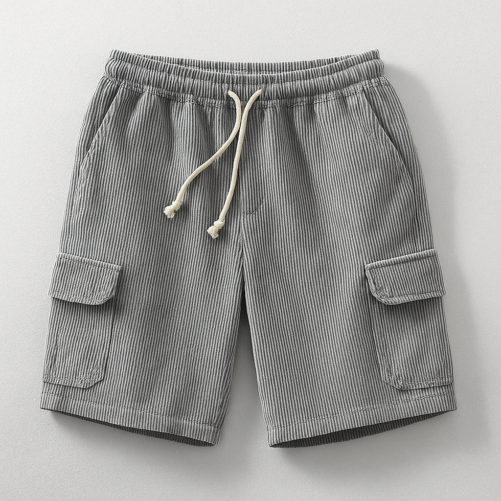 Shorts Velours Côtelé Maverick Avec Taille Élastique Et Cordon Poches Cargo Décontracté Et Stylé