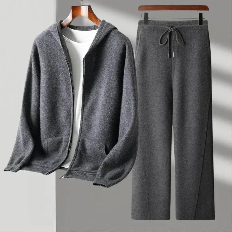 Ensemble Maverick Mérinos Décontracté Avec Capuche Zippée Et Pantalon Jogger En Laine Mérinos
