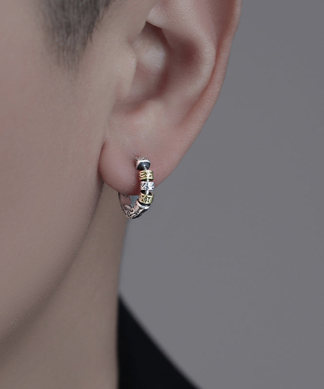 Boucles d'oreilles créoles en argent sterling et soie pour hommes - Amawinc