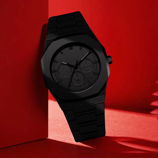 Men’s All-Black Chronograph Watch with Matte Finish - Amawinc