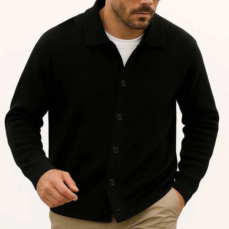 Cardigan Tricot Décontracté Pour Homme Avec Col Revers Bouton Front Longueur À La Hanche Pour Superposer