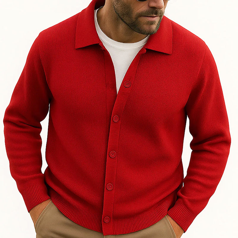 Cardigan Tricot Décontracté Pour Homme Avec Col Revers Bouton Front Longueur À La Hanche Pour Superposer
