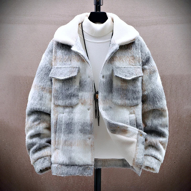 Veste Homme À Carreaux Effet Laine Avec Doublure Polaire Et Col Polaire Pour Hiver Extérieur Chaud