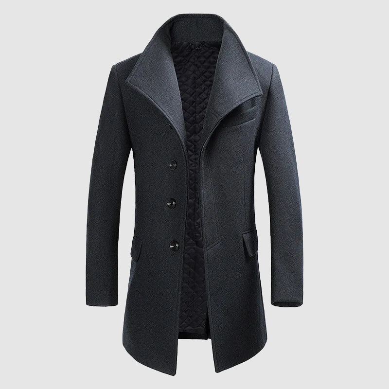 Manteau Pour Homme En Mélange Mérino Col Haut Coupe Ajustée Pour Tenues Formelles Et Semi Formelles
