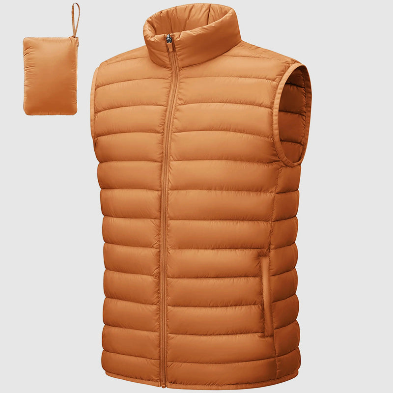 Amawinc Gilet Matelassé Homme Étanche Et Compressible Avec Col Debout Et Poches Zip Pour Plein Air