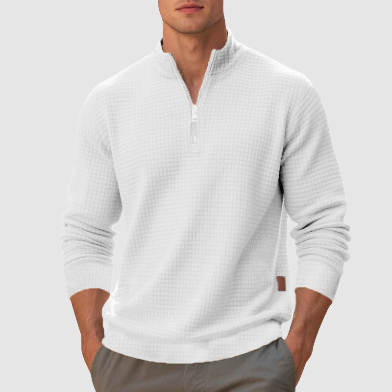 Sweatshirt Homme Col Montant Zip Demi Finition Texturée Pour Style Décontracté Quotidien Amawinc