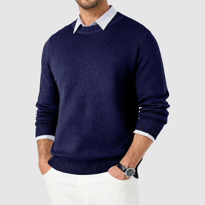 Pull Homme Regular Fit Col Rond En Maille Amawinc Intemporel Et Moderne Pour Quotidien Et Style Smart Casual