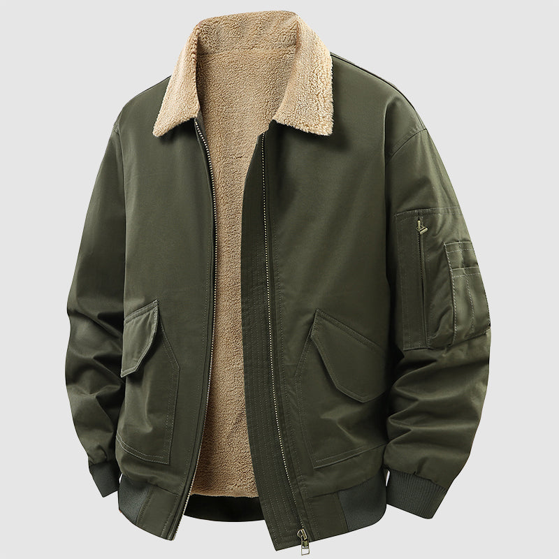 Amawinc Veste Bomber Homme En Coton Épais Avec Doublure Polaire Pour Hiver Zip Devant Poignets Poches