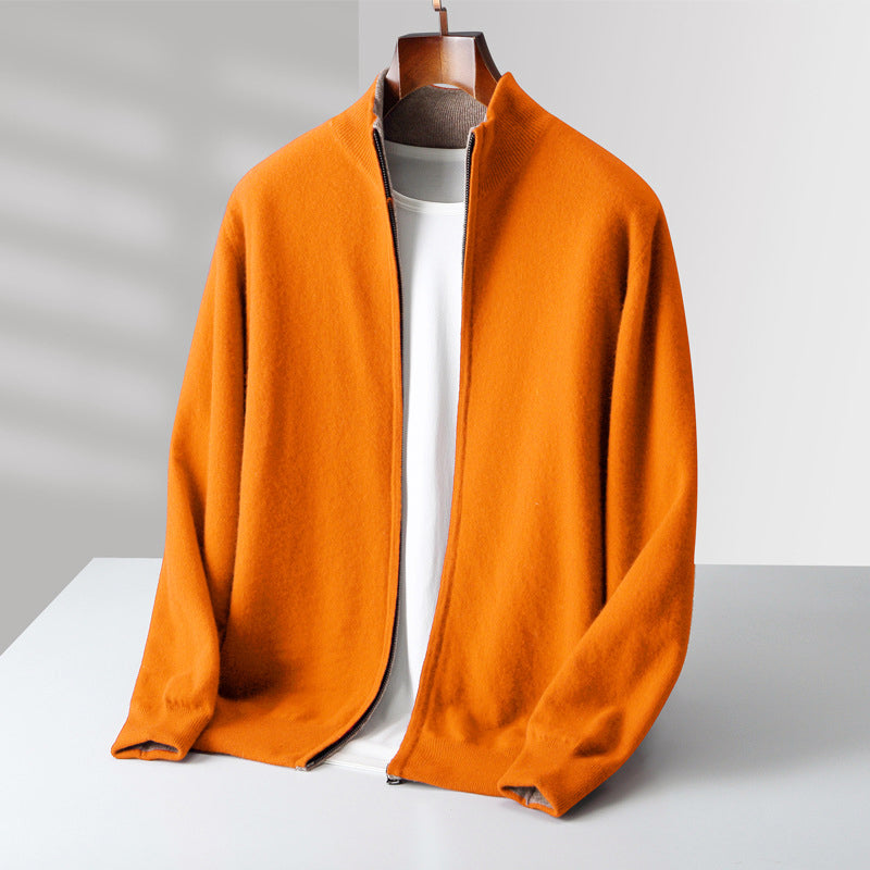 Cardigan Zippé En Laine Pour Homme Avec Col Montant Pour La Superposition Et Style Décontracté Amawinc