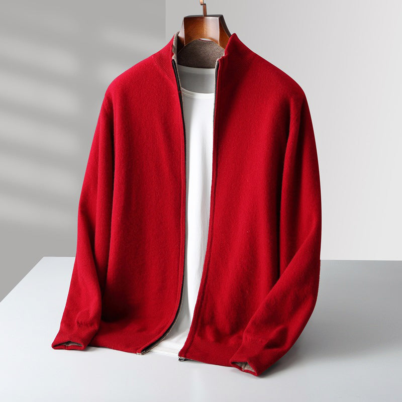 Cardigan Zippé En Laine Pour Homme Avec Col Montant Pour La Superposition Et Style Décontracté Amawinc