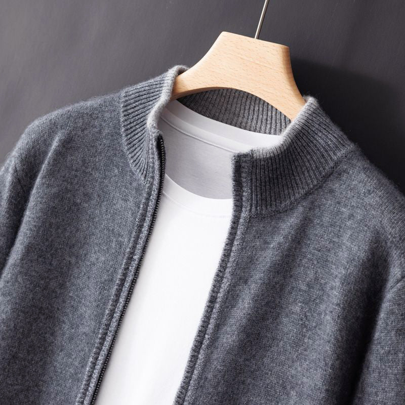 Amawinc Cardigan Zippé Pour Homme Avec Col Montant Et Parements Contrastés Pour Style Décontracté Et Semi Formelle