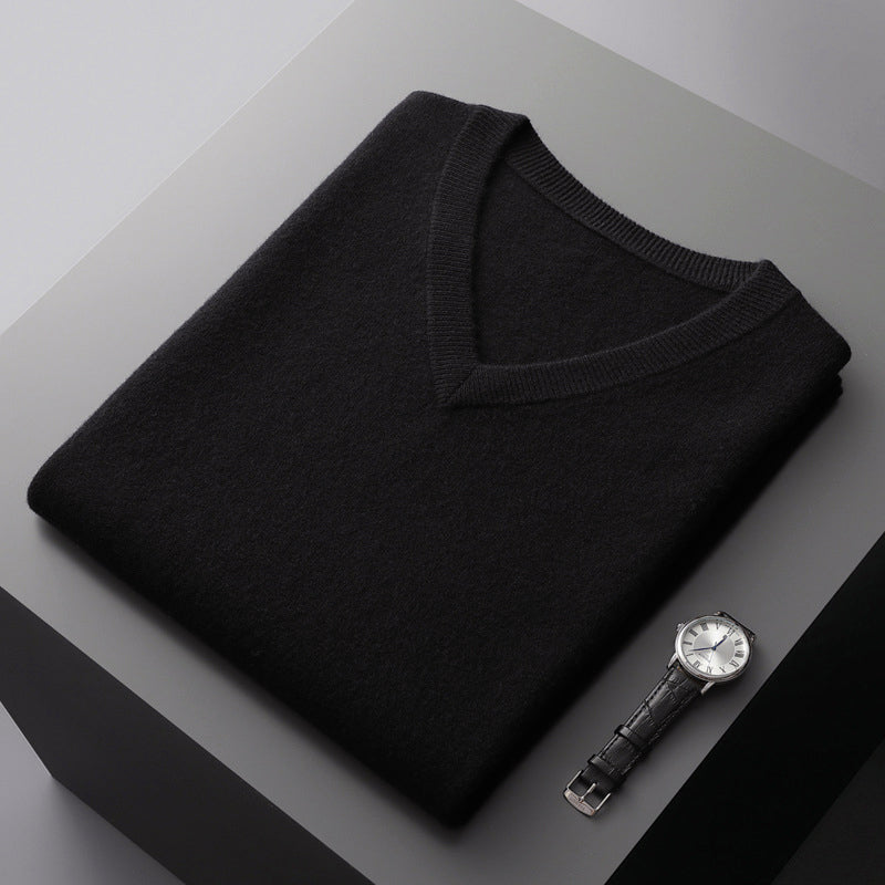Pull Homme Col V En Laine Mélangée Slim Fit Pour Couches Et Confort Quotidien Amawinc
