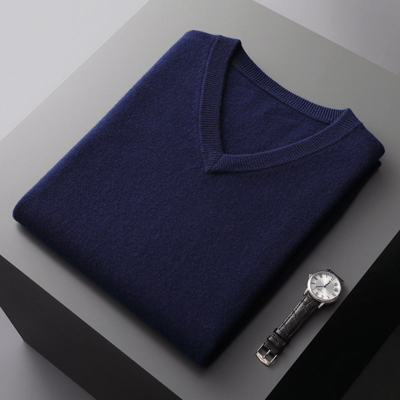 Pull Homme Col V En Laine Mélangée Slim Fit Pour Couches Et Confort Quotidien Amawinc