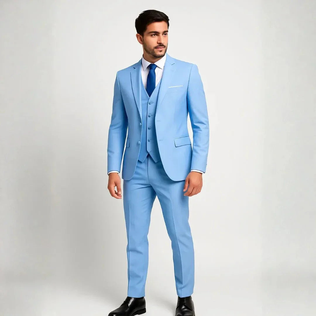 Waylynn Costume Trois Pièces Pour Homme Marine Slim Fit Avec Gilet Et Veste Premium Sur Mesure Formelle