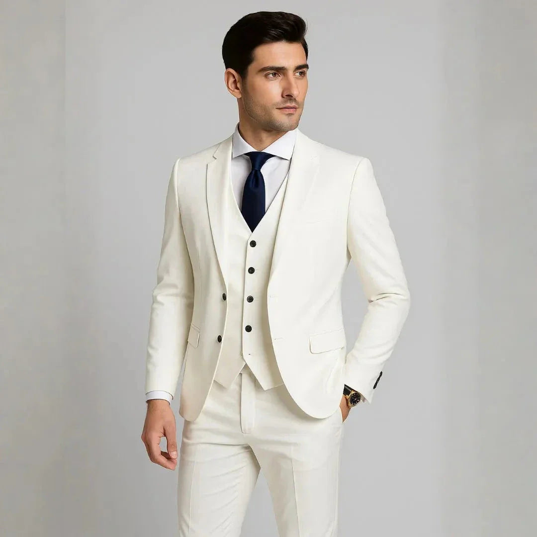 Waylynn Costume Trois Pièces Pour Homme Marine Slim Fit Avec Gilet Et Veste Premium Sur Mesure Formelle