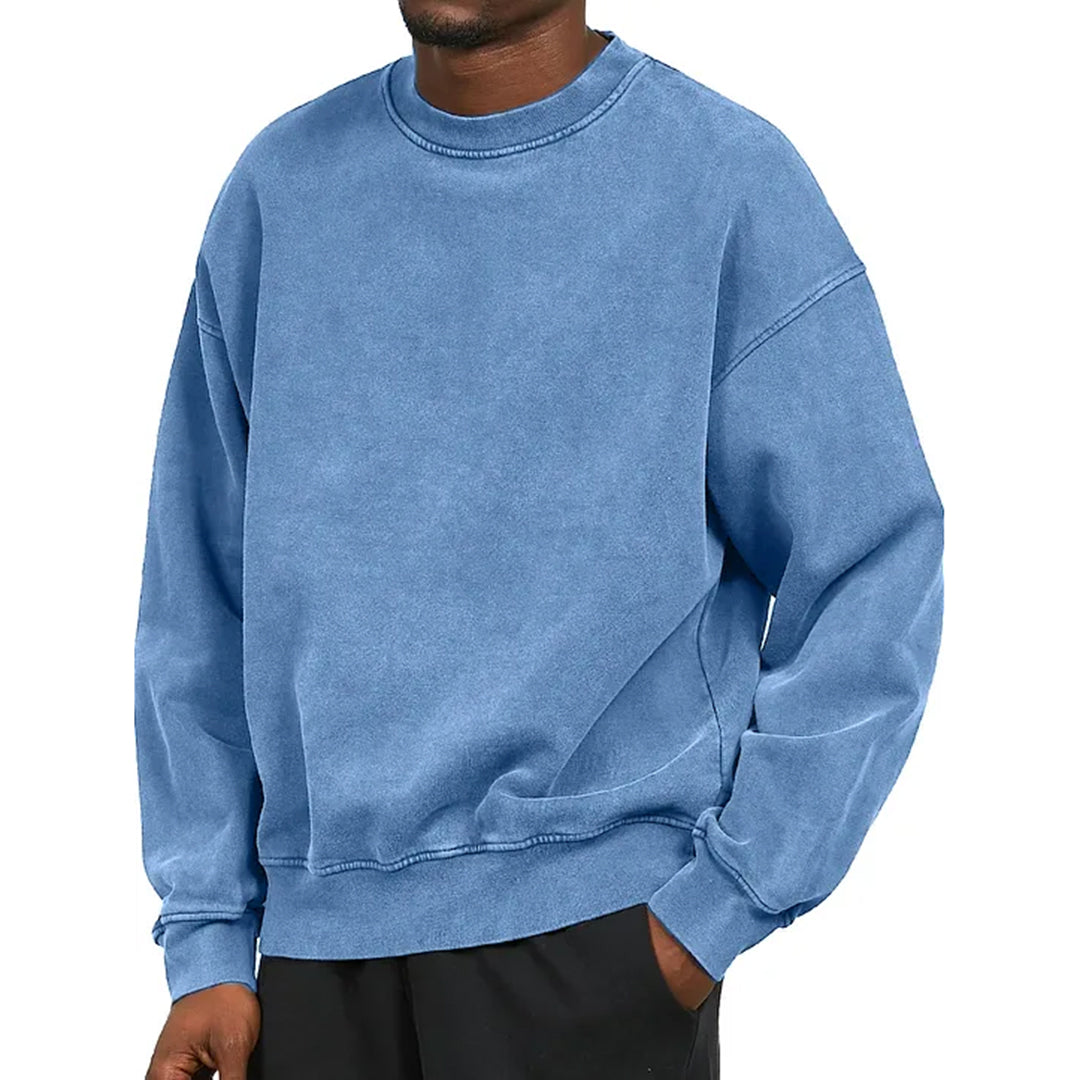 Nordisk Flair Sweatshirt Homme Coupe Ample Mélange Coton Épaules Tombantes Bord Côtelé Décontracté
