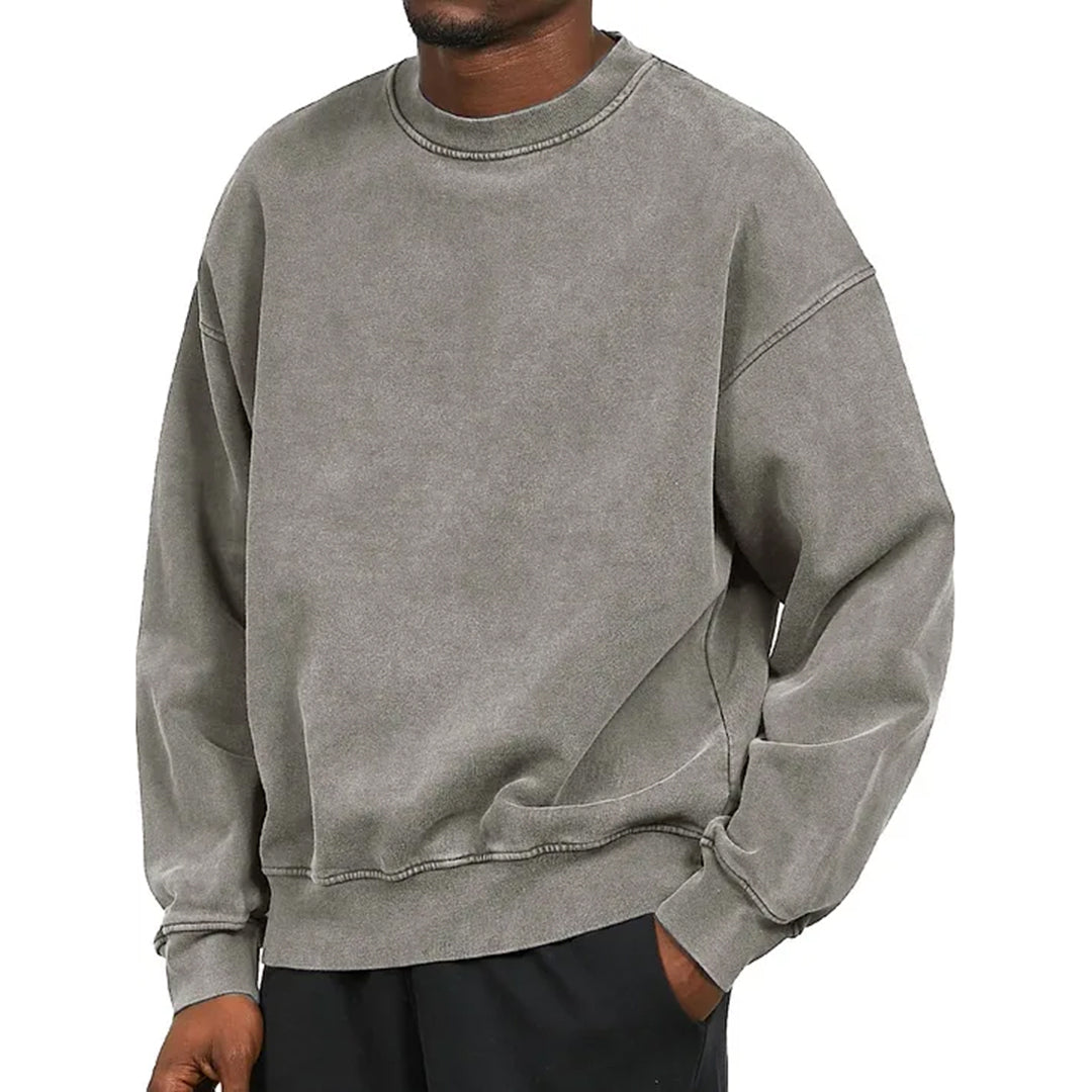 Nordisk Flair Sweatshirt Homme Coupe Ample Mélange Coton Épaules Tombantes Bord Côtelé Décontracté