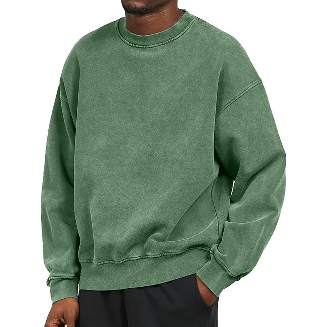 Nordisk Flair Sweatshirt Homme Coupe Ample Mélange Coton Épaules Tombantes Bord Côtelé Décontracté