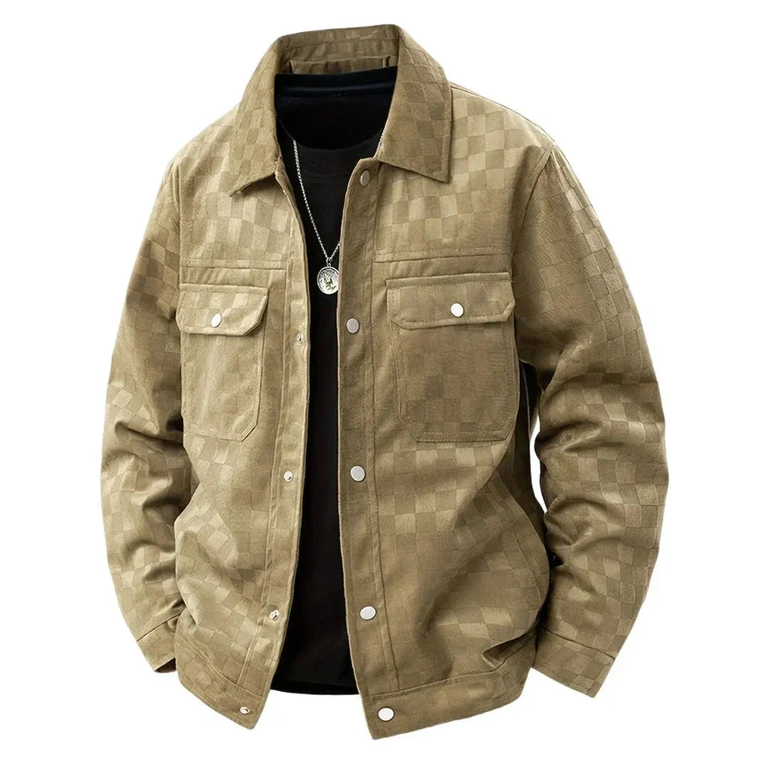 Waylynn Veste Homme Velours Damier Avec Doublure Satinée Et Poches À Rabat Poitrine Moderne