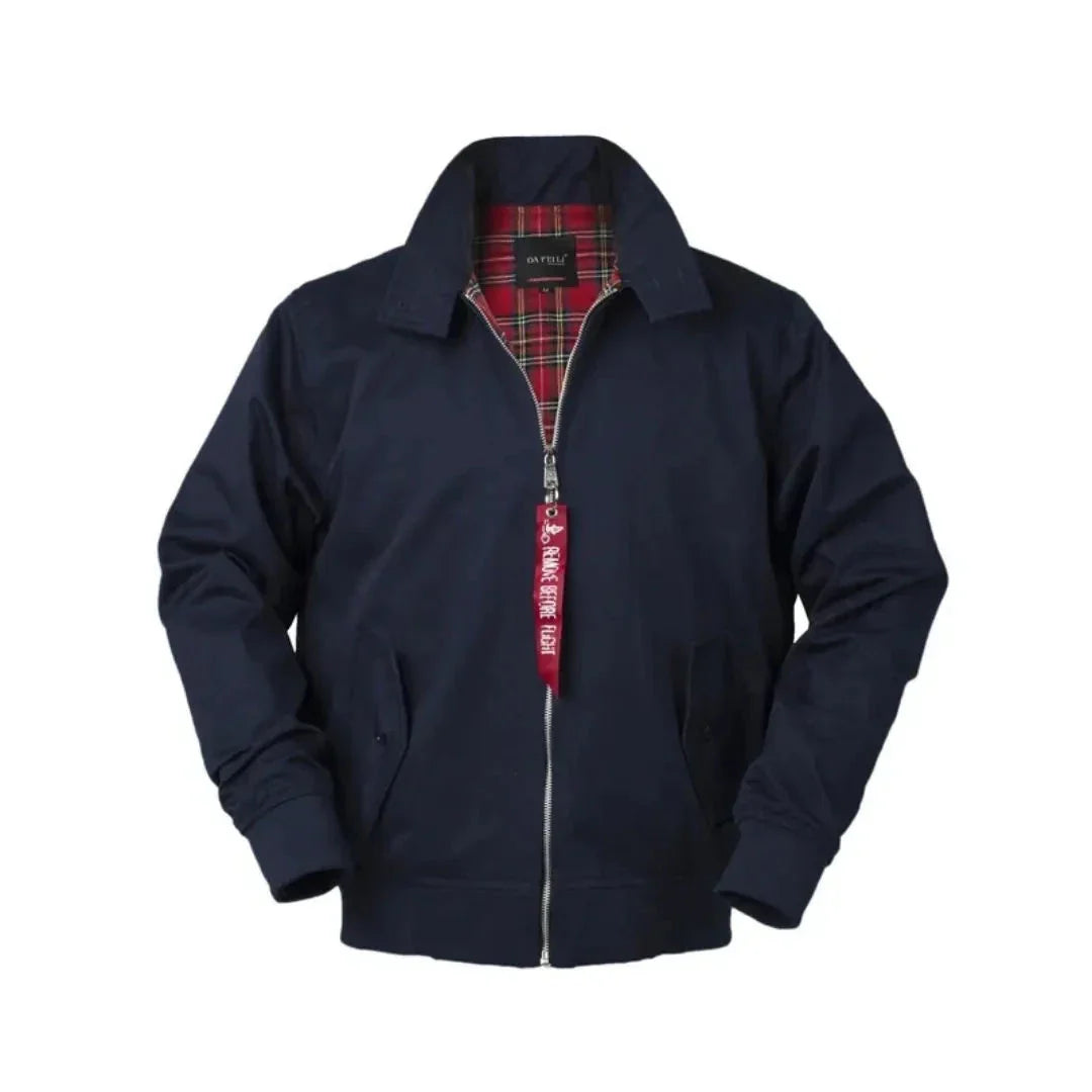 Veste Harrington Classique Pour Homme Waylynn Avec Doublure Tartan Épaules Taillées Poignets Côtelés
