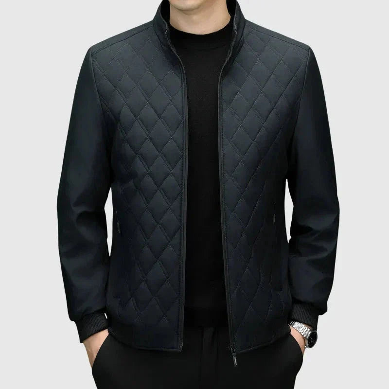 Veste Bomber Homme Matelassée Diamant Zip Plein Poignets Côtes Style Décontracté Et Semi Formel
