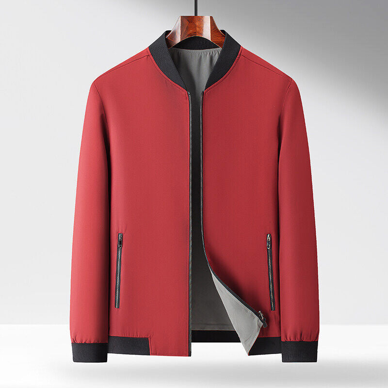 Veste Bomber Réversible Deux-Tons Pour Homme Avec Poches Zippées Et Bordures Côtées Contrastantes