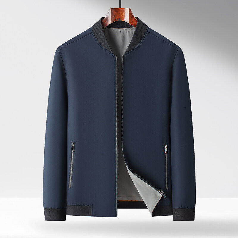Veste Bomber Réversible Deux-Tons Pour Homme Avec Poches Zippées Et Bordures Côtées Contrastantes