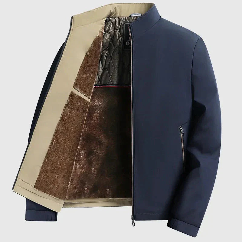 Veste Homme Thermique Doublure Polaire Avec Fourrure Fausse Col Montant Résistante Au Vent Et Eau Zip Complet