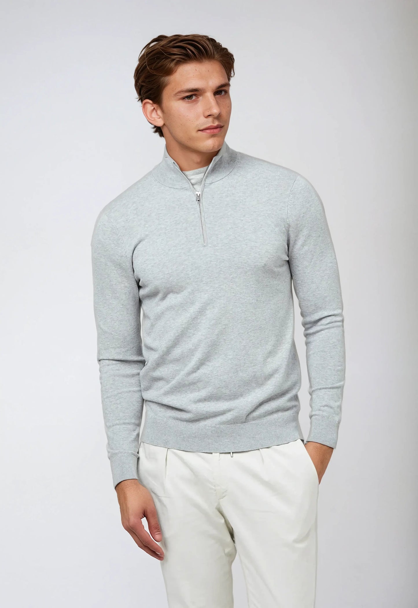 Gavin Pull Tricot Homme Hiver Classique À Zip Demi Amawinc Chaud Et Sophistiqué Pour Travail