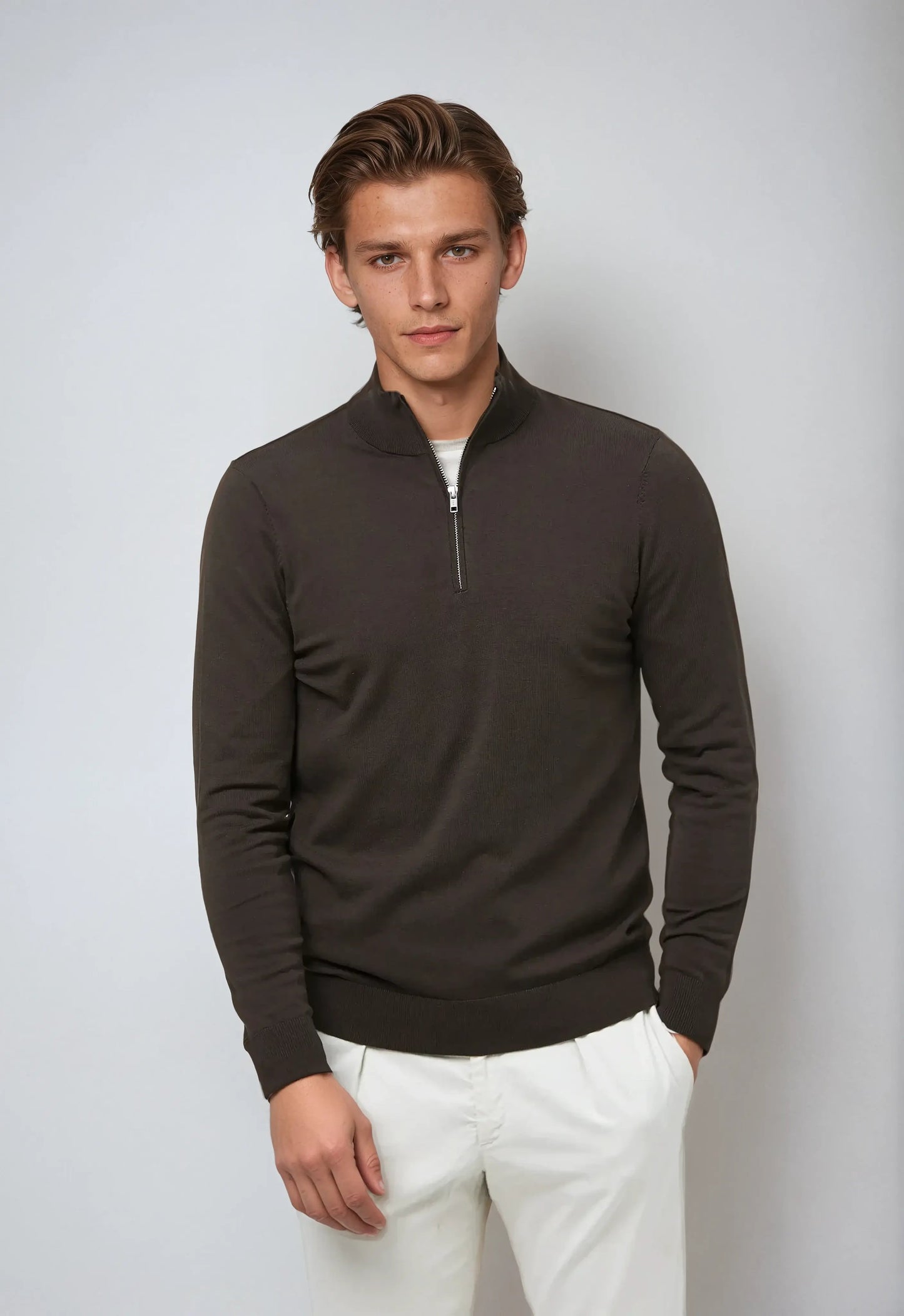Gavin Pull Tricot Homme Hiver Classique À Zip Demi Amawinc Chaud Et Sophistiqué Pour Travail