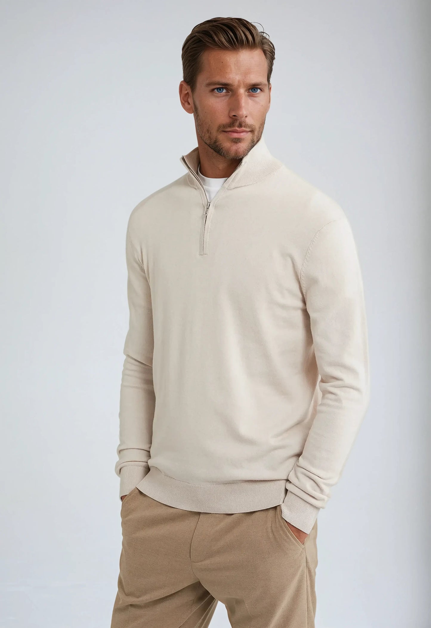 Gavin Pull Tricot Homme Hiver Classique À Zip Demi Amawinc Chaud Et Sophistiqué Pour Travail