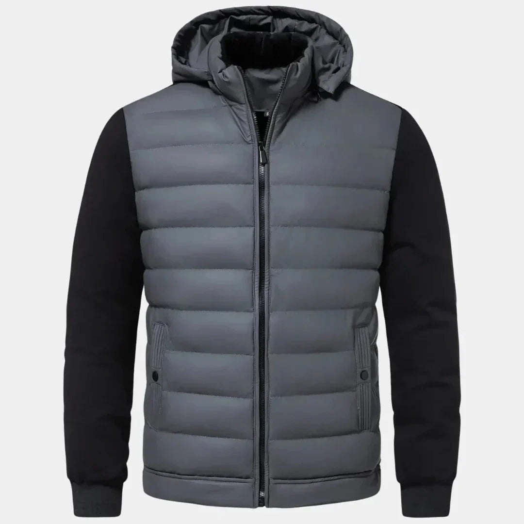 Waylynn Veste Hybride Puffer À Capuche Amovible Avant Doublé Isolé Manches En Maille Douce Pour Homme