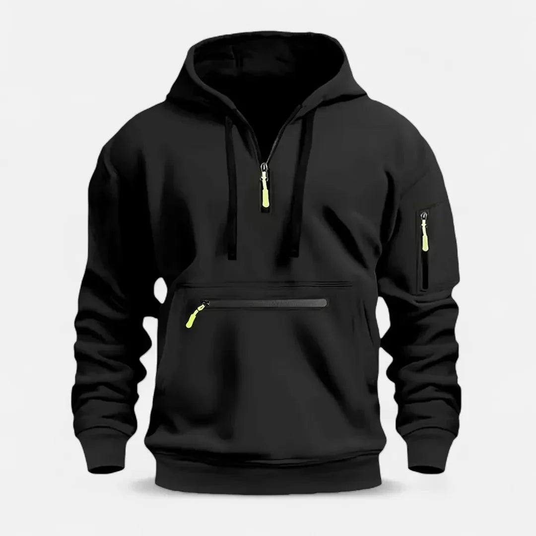 Hoodie En Maille Pour Homme Avec Fermeture Éclair Et Poche Avant Pour Un Style Décontracté Et Raffiné Au Quotidien