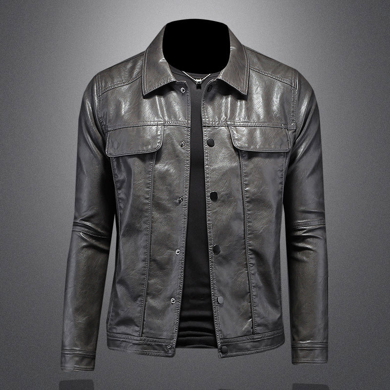 Veste Pour Homme En Cuir Marron Boutonnée Décontractée Avec Touche Moderne Pour Tenue Smart Casual