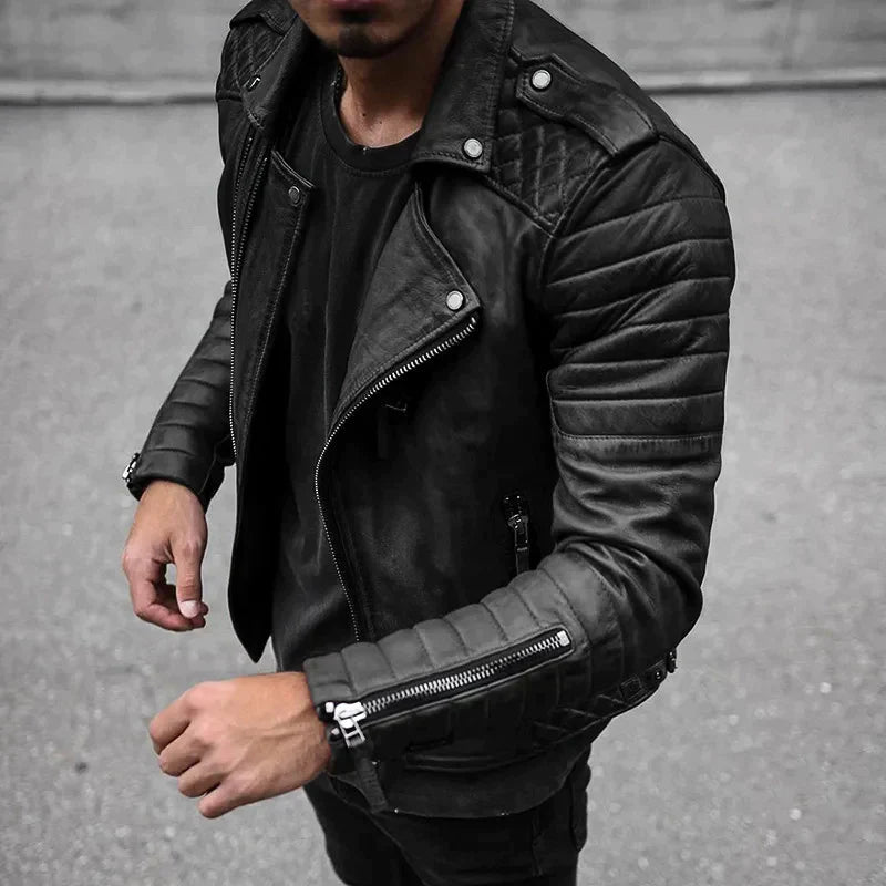 Amawinc Veste Moto Zip Homme Marron Cuir Style Biker Avec Coupe Structurée Tendance Prêt À Porter