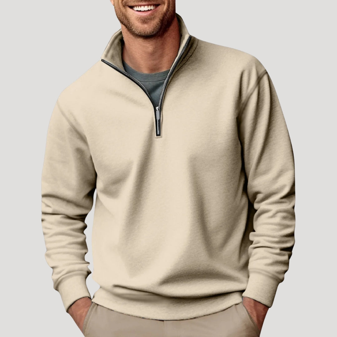 Amawinc Henry Sweatshirt Homme Décontracté Col Zippé Demi Pour Look Décontracté Et Superposition Quotidienne