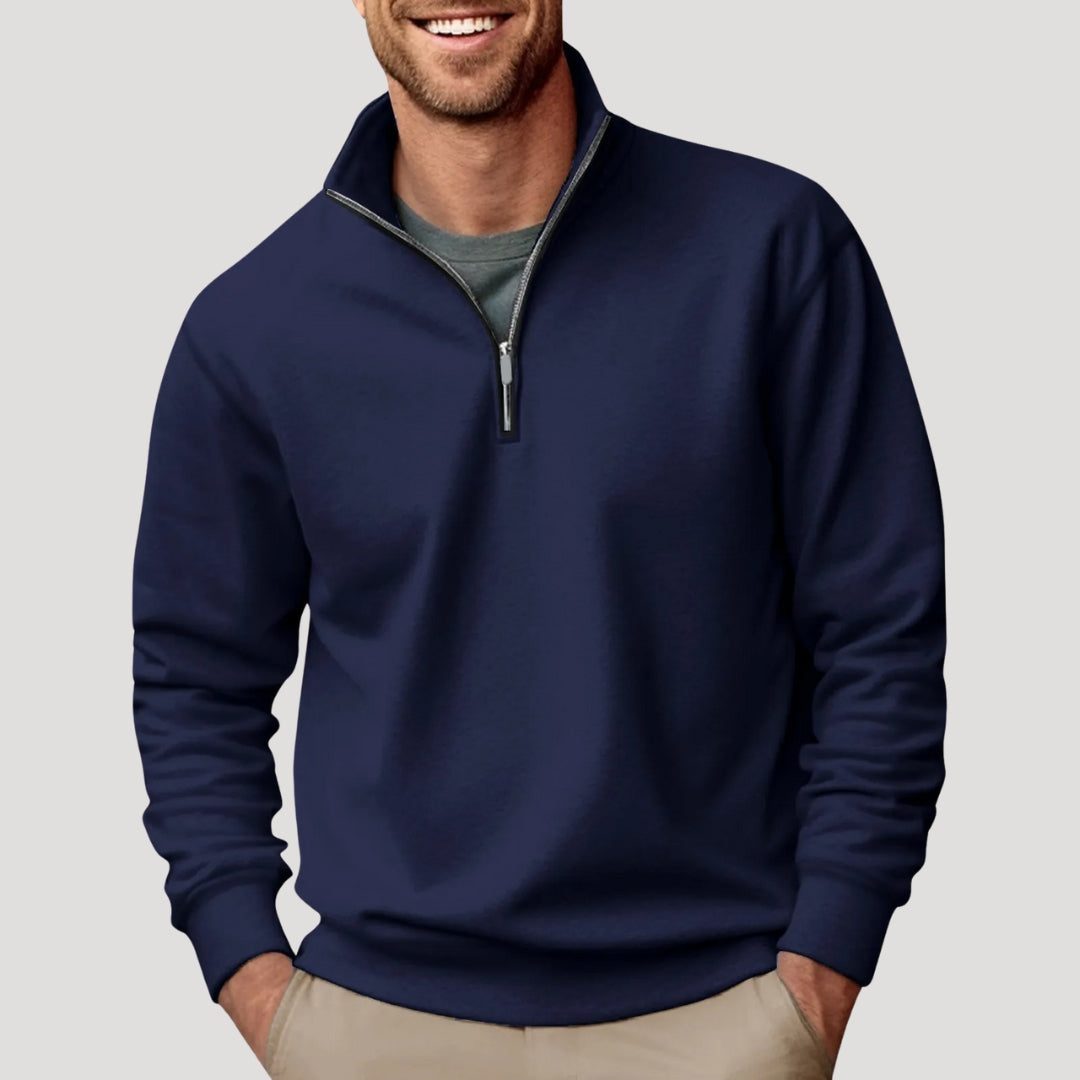 Amawinc Henry Sweatshirt Homme Décontracté Col Zippé Demi Pour Look Décontracté Et Superposition Quotidienne