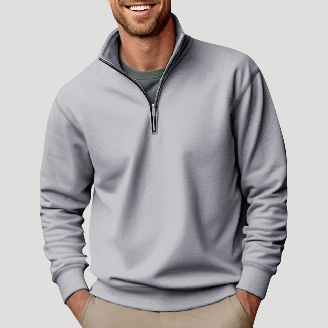 Amawinc Henry Sweatshirt Homme Décontracté Col Zippé Demi Pour Look Décontracté Et Superposition Quotidienne