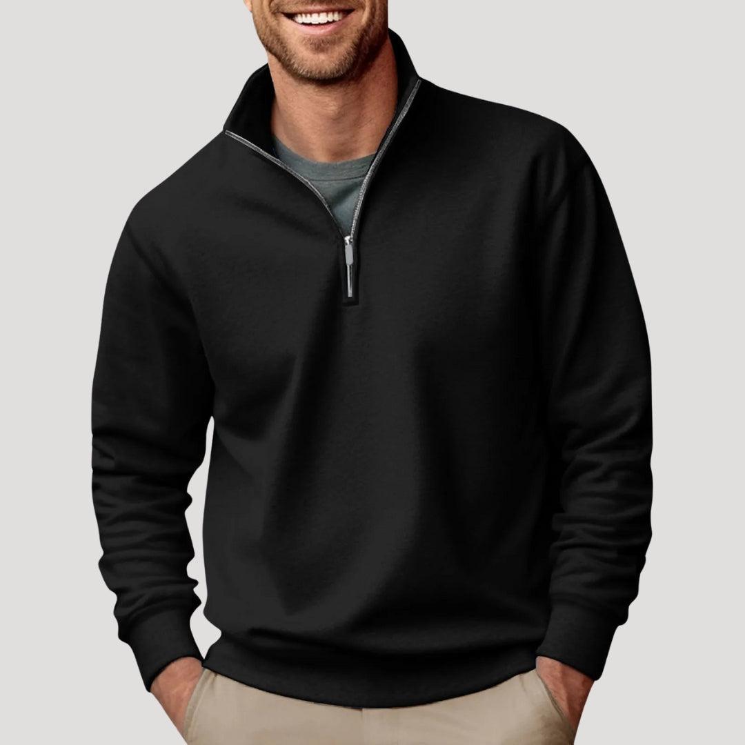 Amawinc Henry Sweatshirt Homme Décontracté Col Zippé Demi Pour Look Décontracté Et Superposition Quotidienne